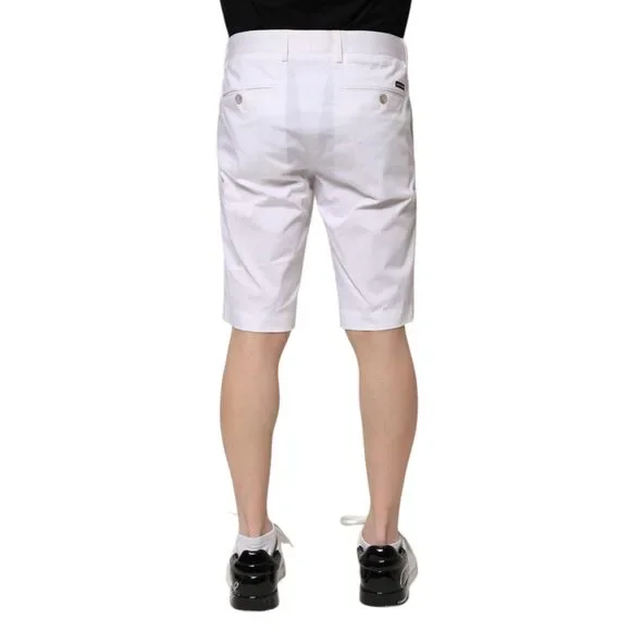 Dolce & Gabbana White Cotton Stretch Men Denim Bermuda Shorts